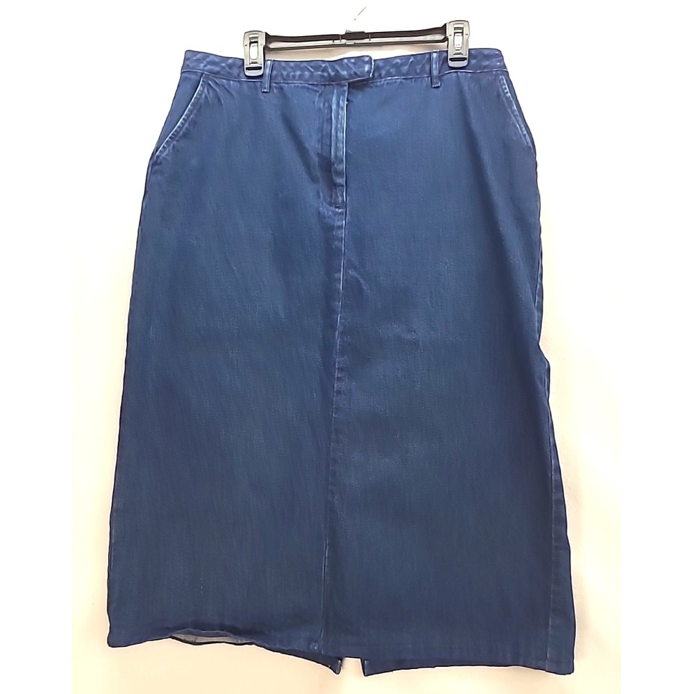 Womans Vintage Midi Length Dark Wash Pencil Skirt Sz 18 2‎ Pocket
